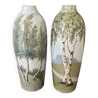 Paire de vases en porcelaine paysage Jaeger & Co Bavaria Germany