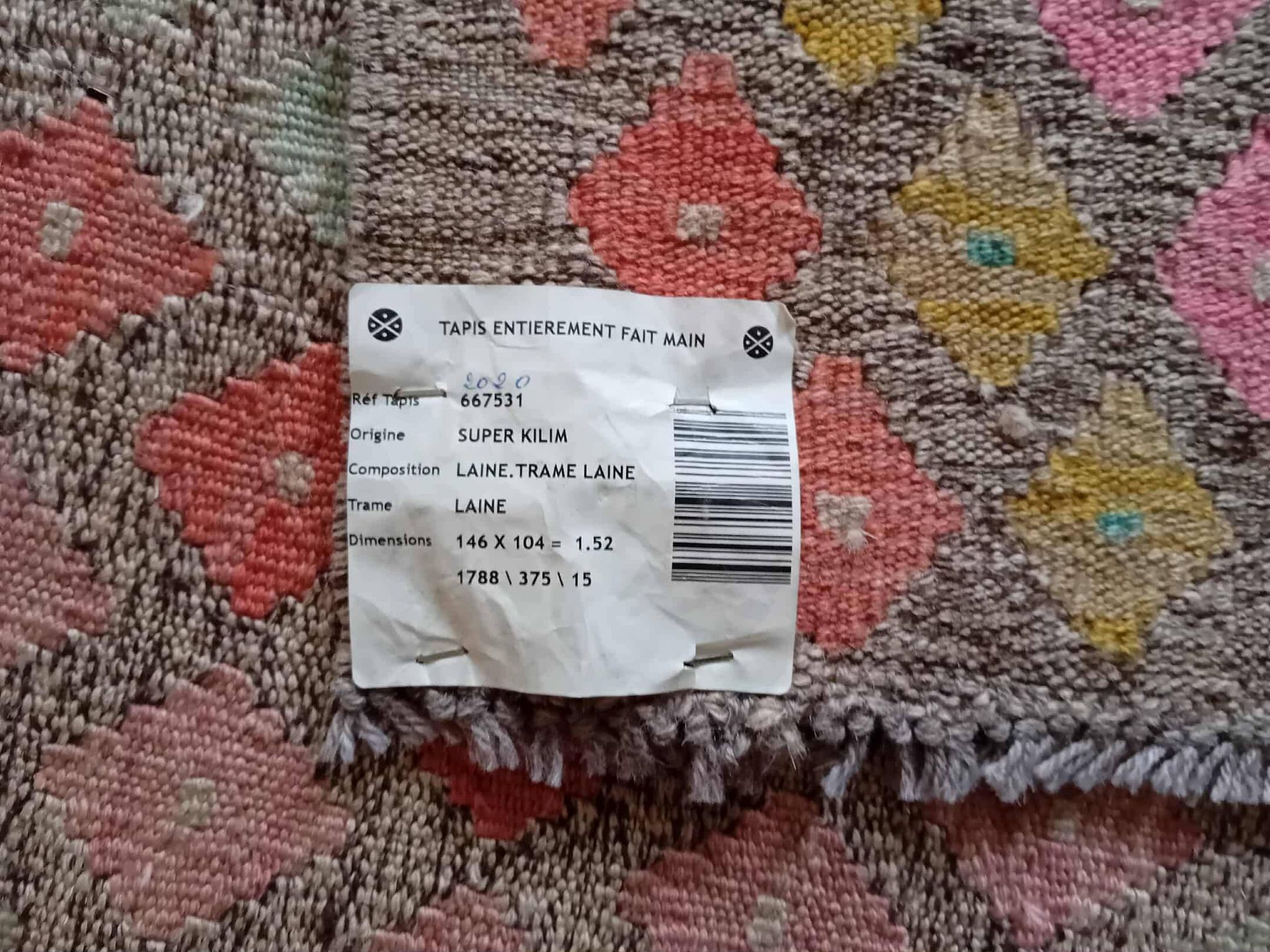 Kilim Afghan fait main 146x105cm