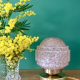 Vintage glass globe table lamp in pink from Clichy.