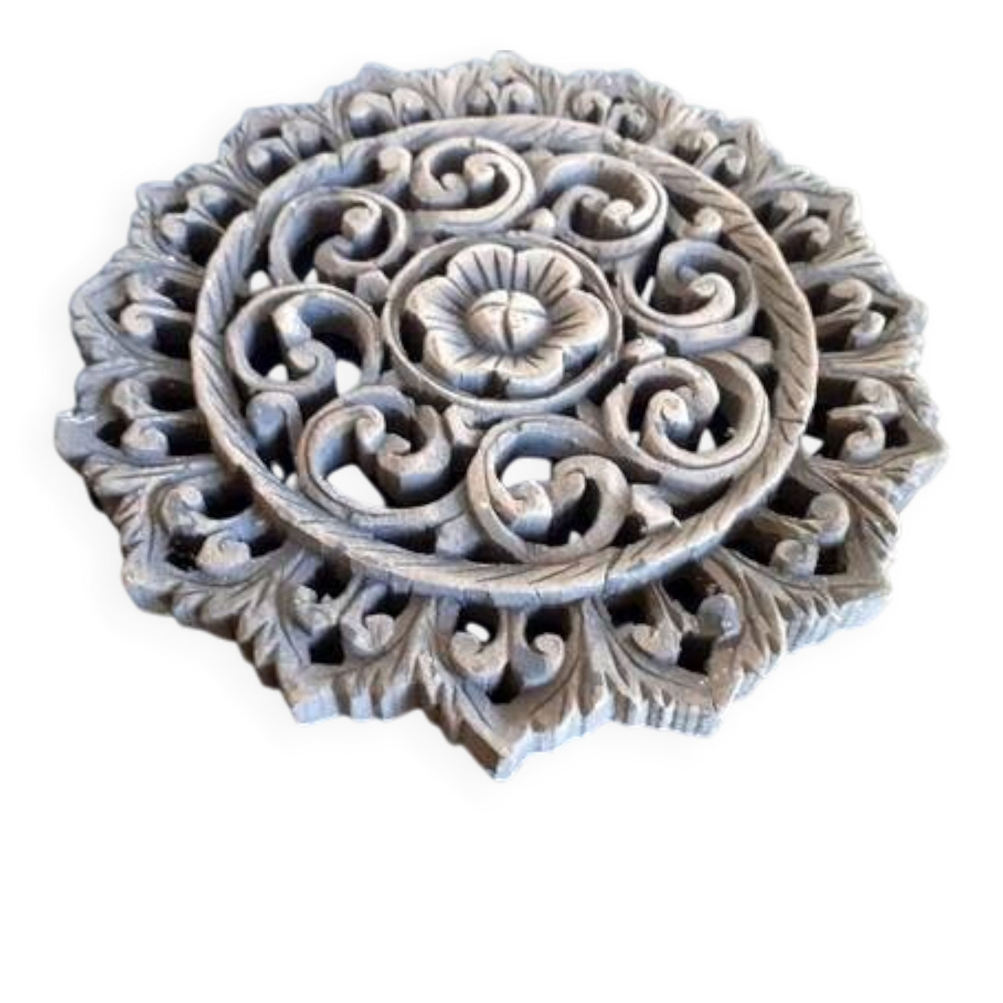 Antique wall panel 30 cm in carved wood / Origin Thailand
