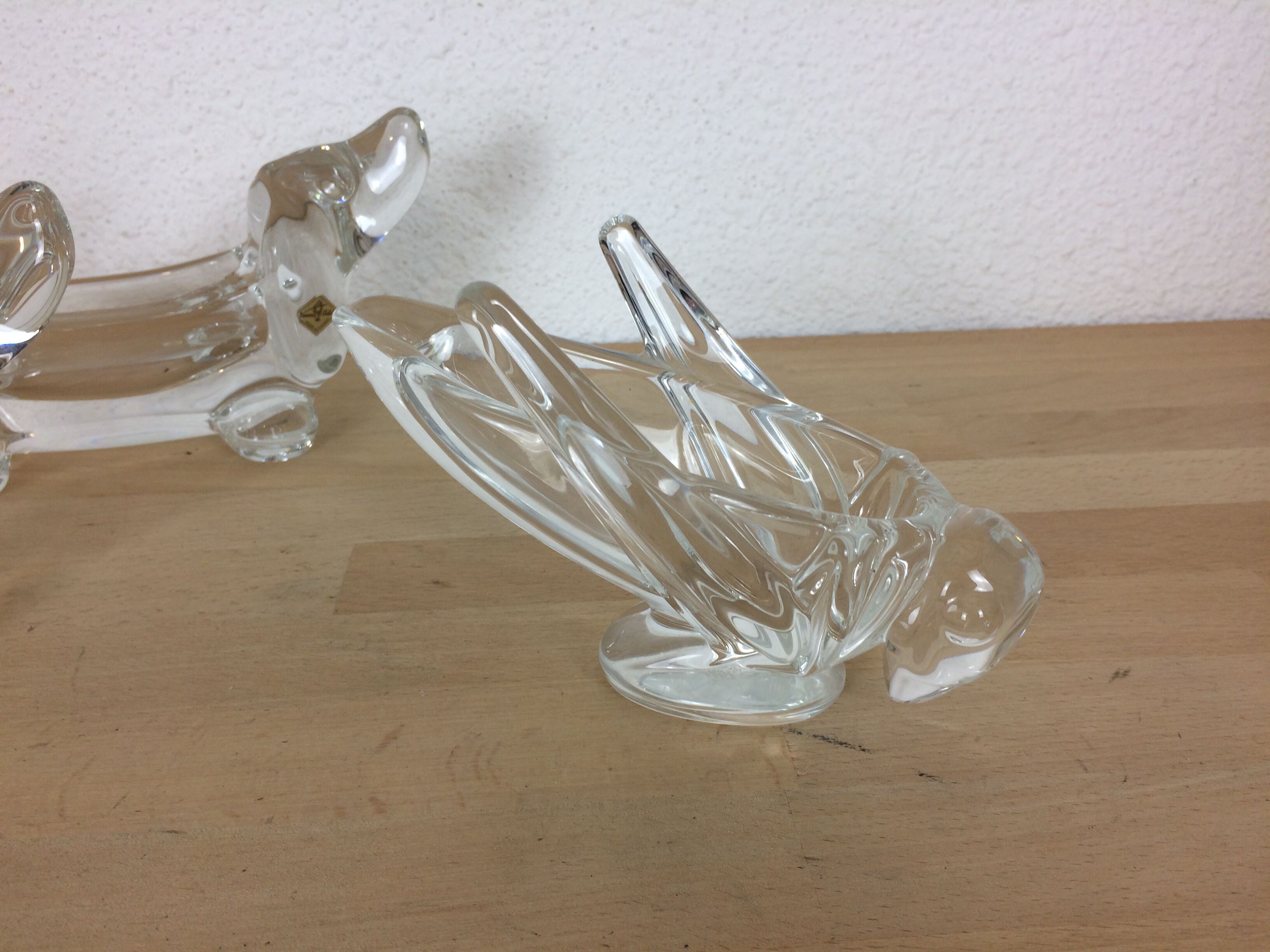Set of 3 animal cups in vannes crystal, dogs and grasshopper