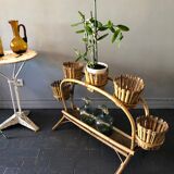 Rattan plant holder, 60s