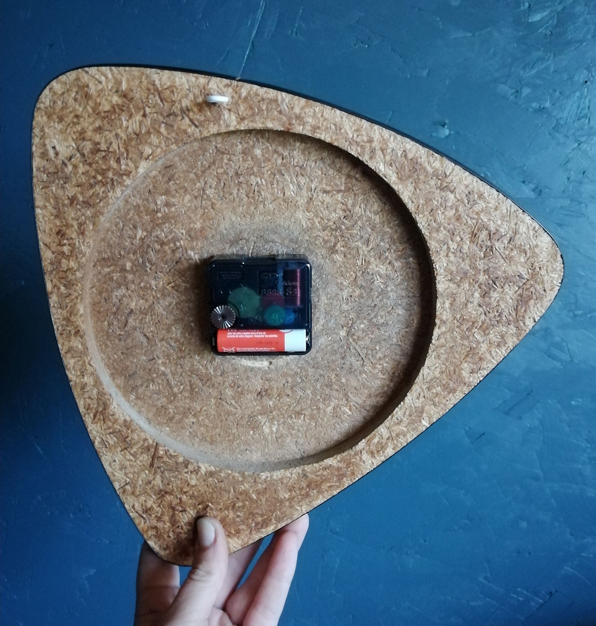 Formica vintage asymmetrical silent wall clock "Yellow Star"