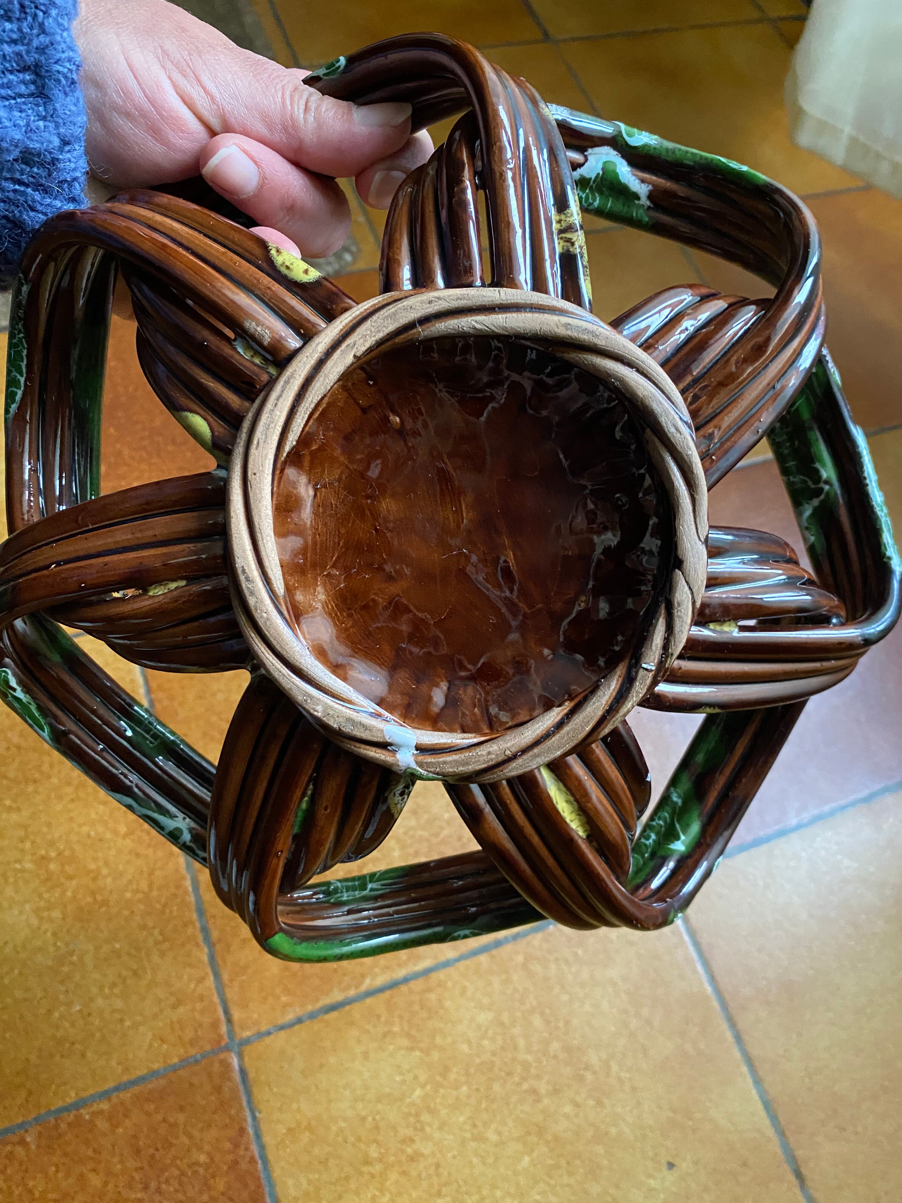 Large vintage woven ceramic fruit bowl – Vallaur style