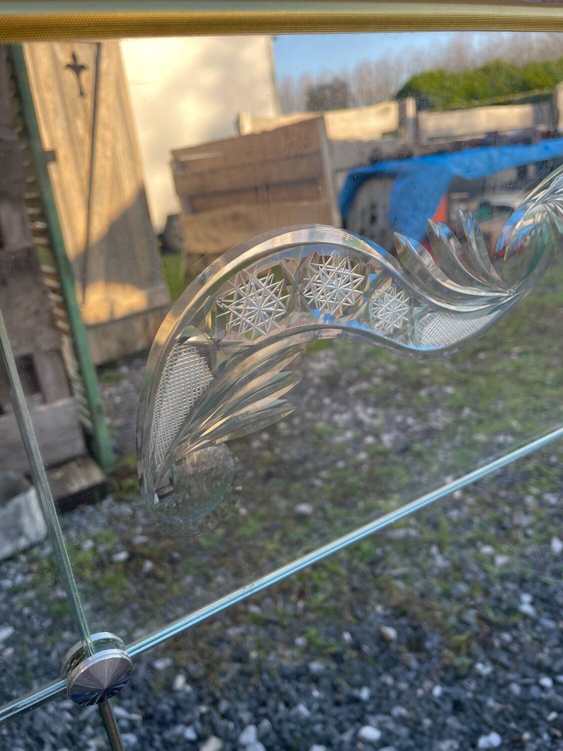 Vintage art deco cut glass bistro venetian mirror