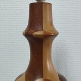Turned wooden lamp and vintage wood inlay