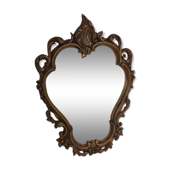 Miroir ancien style Louis XV rocaille, 48x33 cm