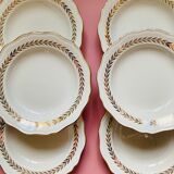 Lots of 9 white hollow plates - golden poreylor the amandinoise france