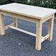 Renovated farmhouse table in solid oak wood and veneer, 135cm.
