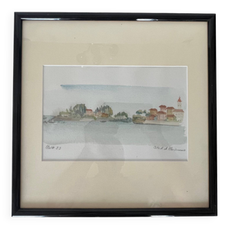 Aquarelle représentant l’île de Malte signée B de Maisonneuve