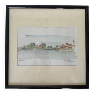 Watercolor representing the island of Malta signed B de Maisonneuve
