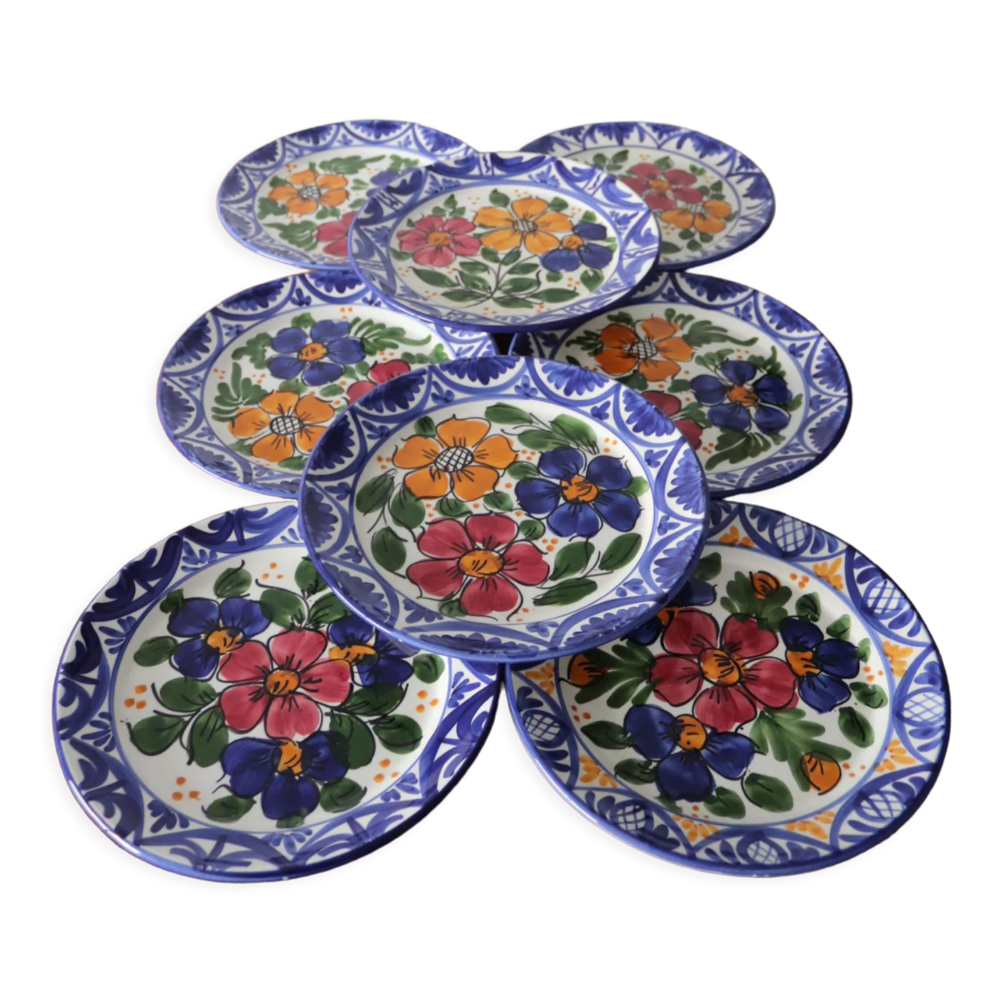 8 hand-painted plates