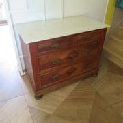 Louis Philippe style chest of drawers with 4 drawers in solid walnut and marble, 1900-1950.