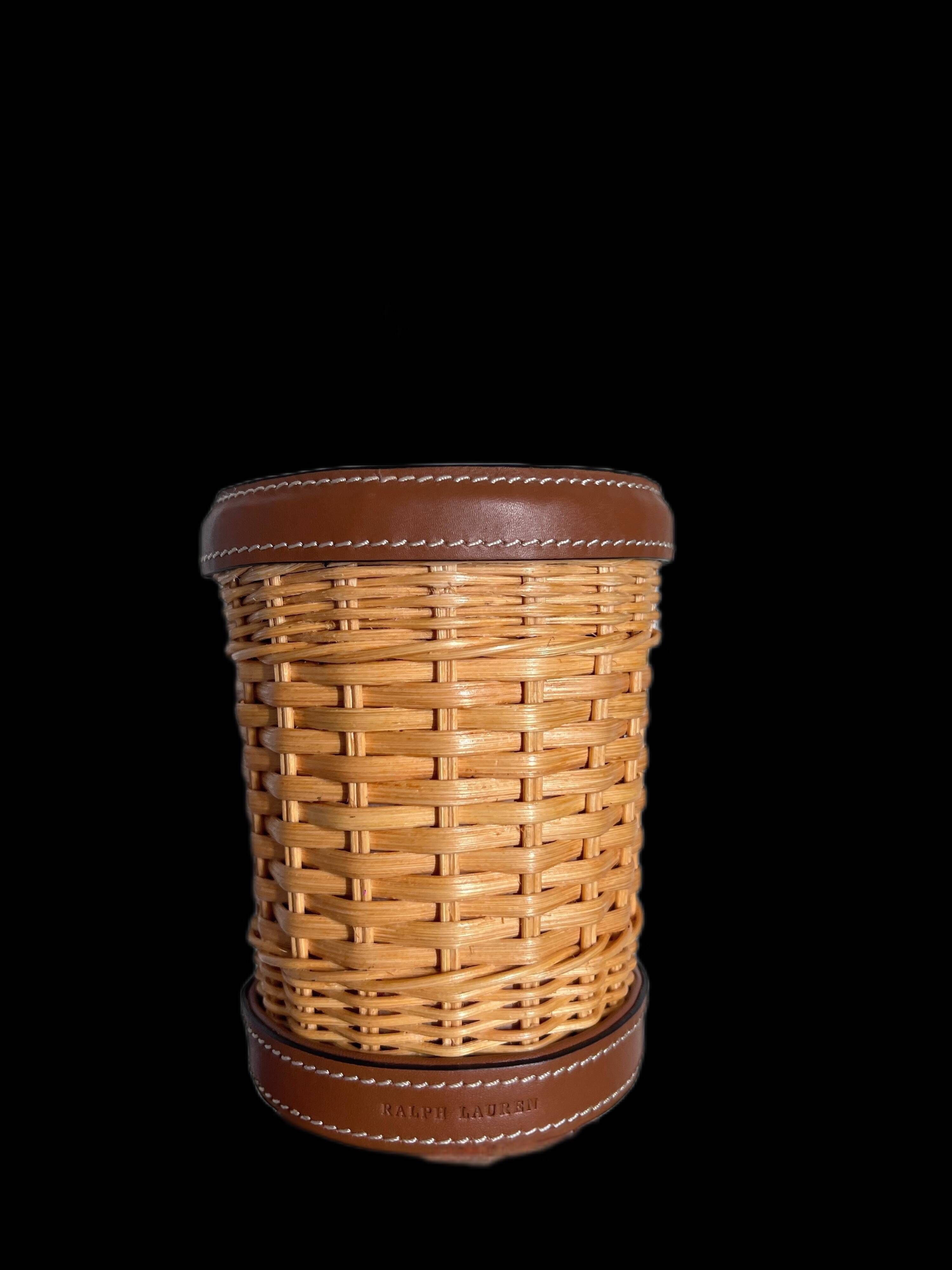 "leather and straw bath cup, ralph lauren home - ref 4701710631"