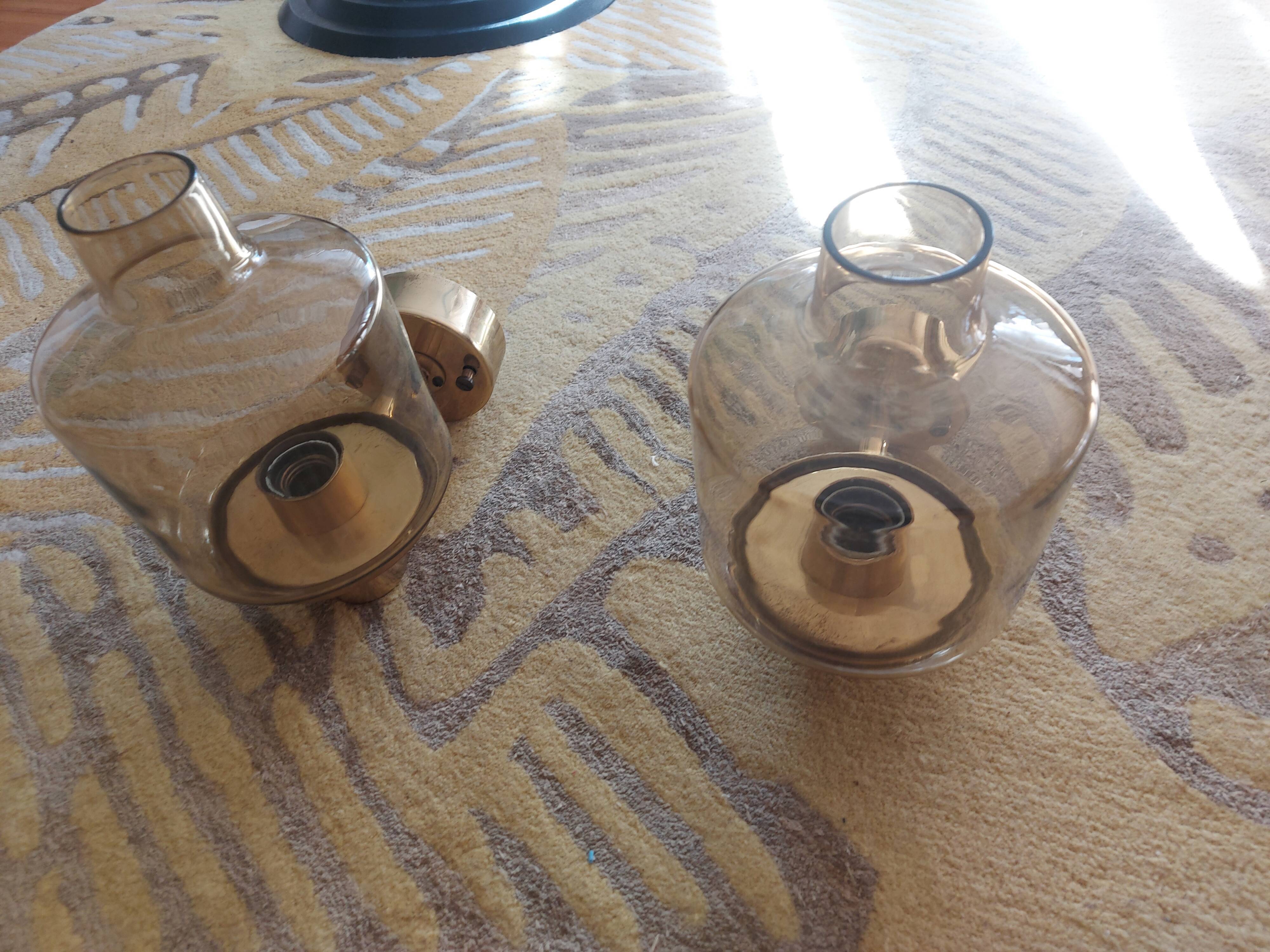 Pair of 60'S brass wall lamps, Hans Agne Jakobsson, model V212A