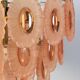Chandelier vintage des années 70 avec 51 médaillons en verre rose, 37 cm