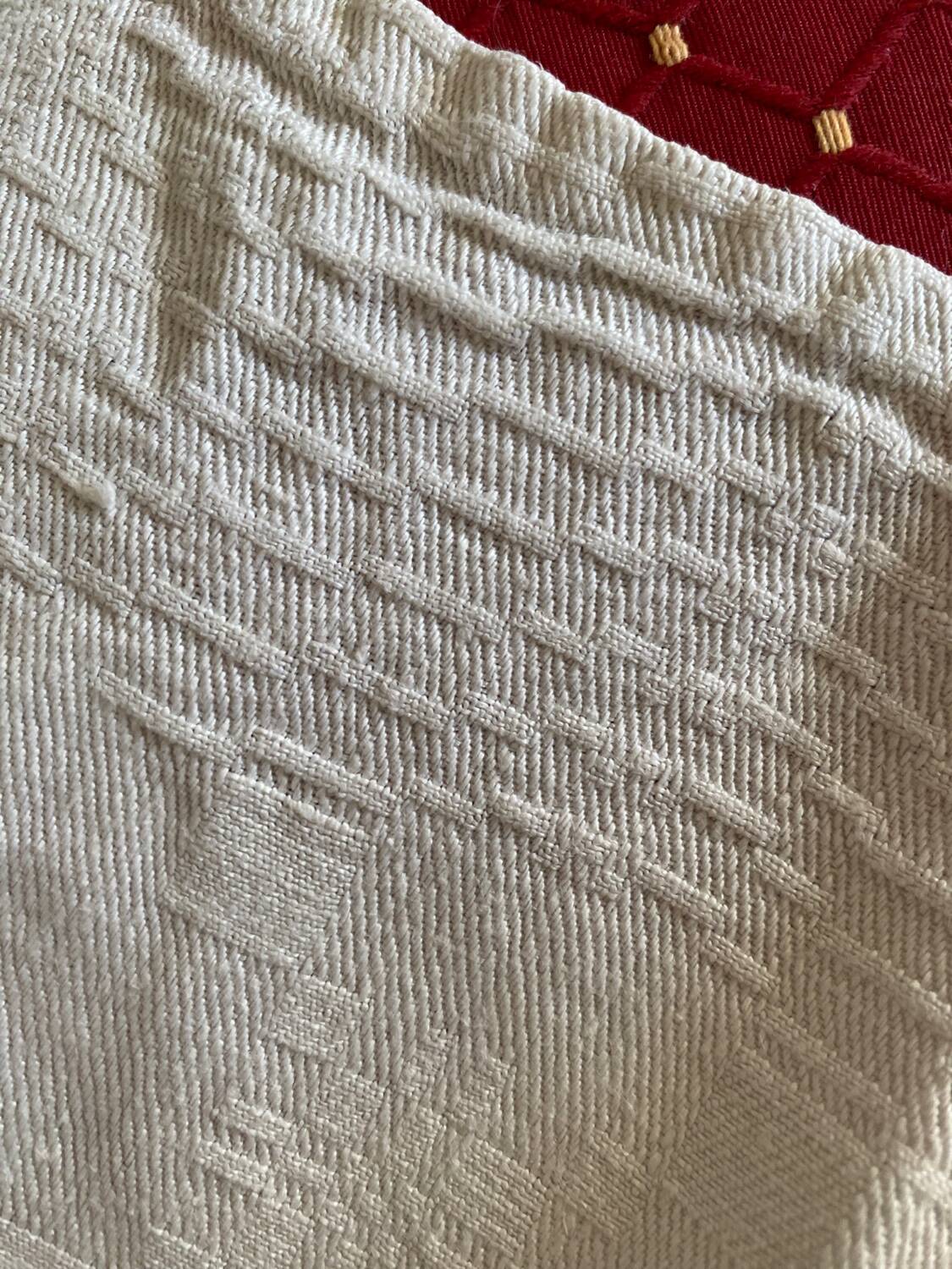 5 country tea towels in BM monogram linen damask.