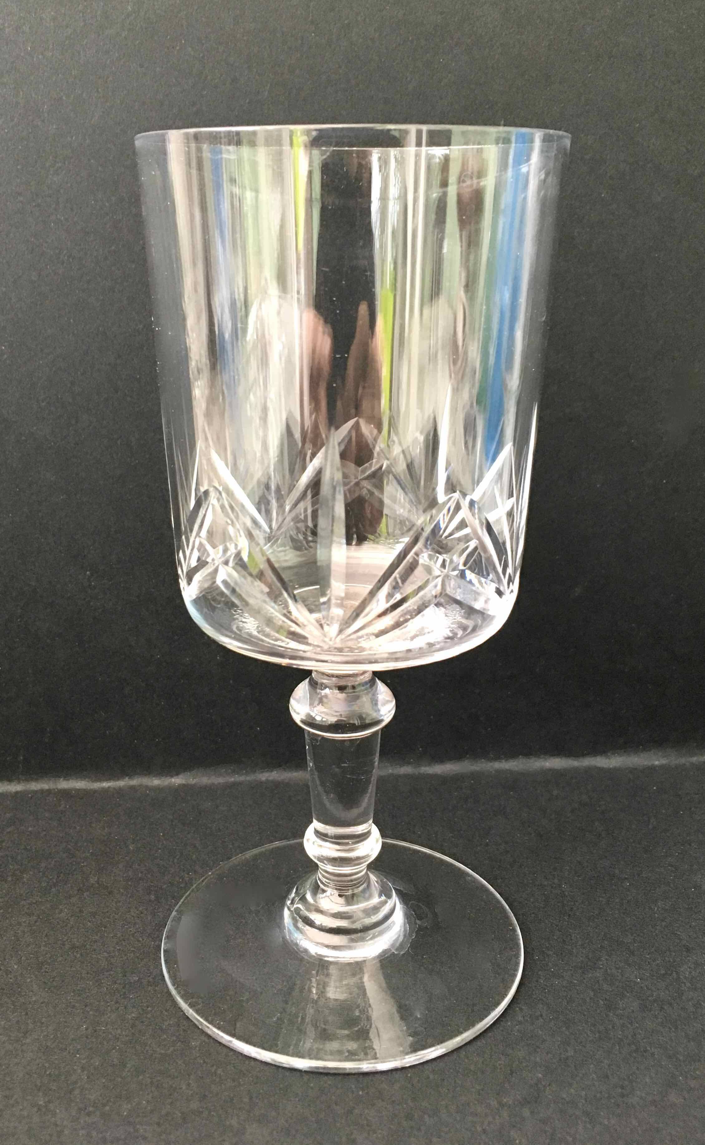 6 assorted crystal wine glasses