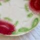 Vintage dessert plate in majolica – Red rose decoration