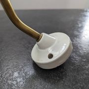 Antique smooth white opaline wall light with brass swan neck porcelain art deco 1930 diameter 25.9cm