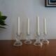 4 vintage molded glass candle holders