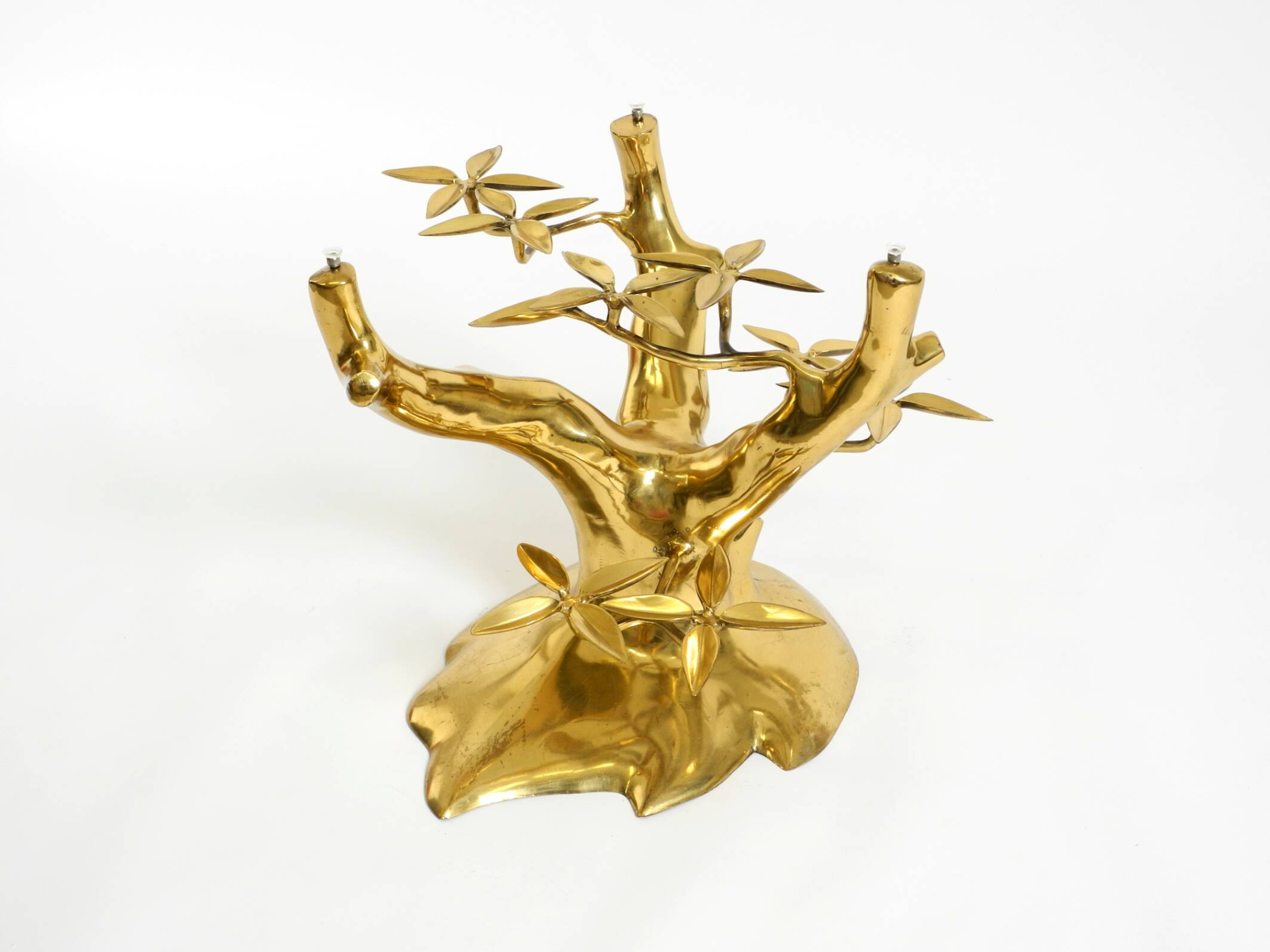 70s coffee table, model Bonsai by Willy Daro, made of brass and fire-gilded