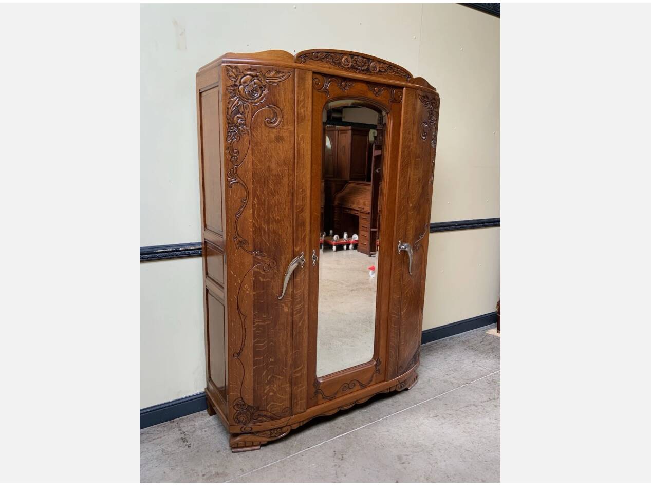 Armoire en chêne massif, Wäscheschrank - Art Deco