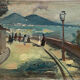 Painting old landscape painting Vesuvius Naples early 20th century