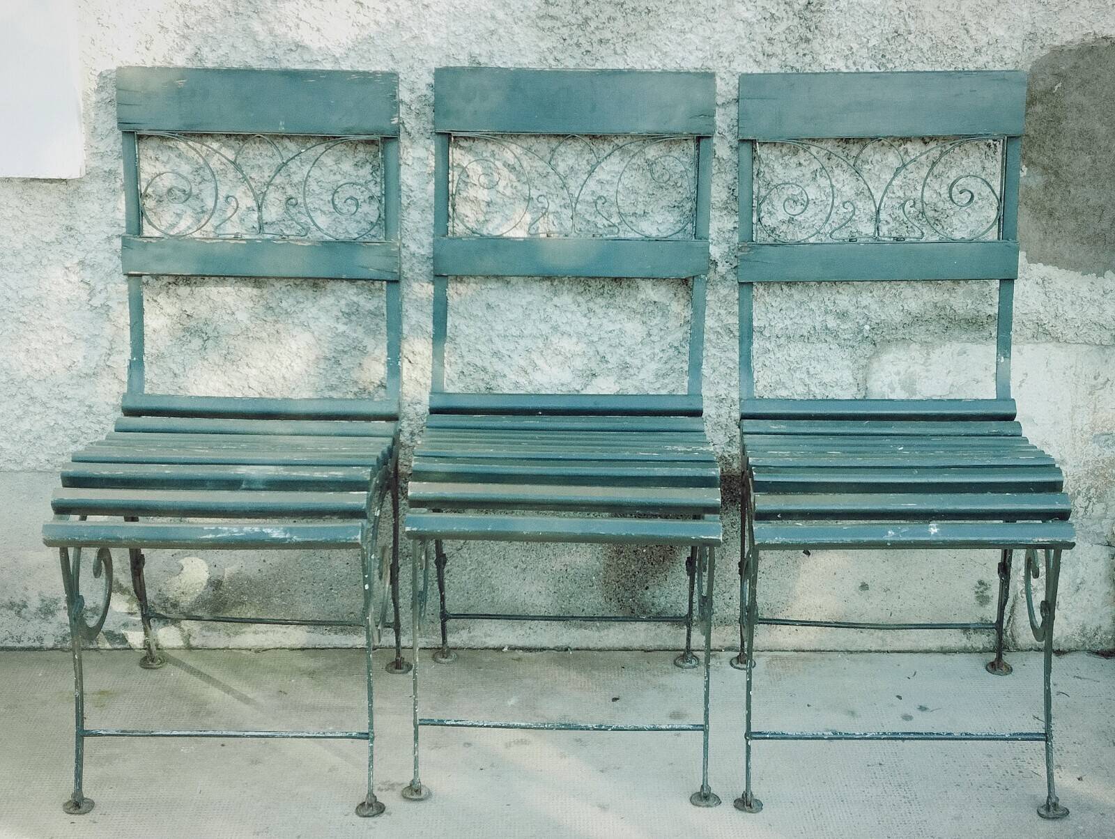 Garden furniture set with 6 chairs, known as Vichy? Art Nouveau 1880?