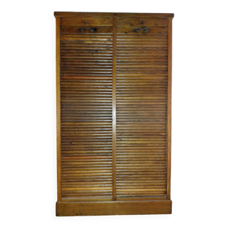 Vintage oak curtain filing cabinet (double)
