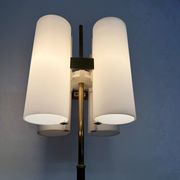 Vintage 1960s Arlus France brass four-light lamp post.