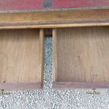 Old wooden desk, red felt top