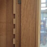 Oak glass-fronted school cabinet 1960