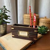 Wooden and brass pencil pot