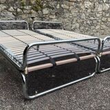 Pair of vintage chrome plexiglass beds