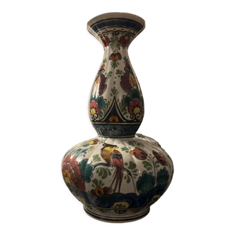 Vase gourde Delft oiseaux