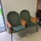 Forest green cinema double seat in oak and metal - 2 places, 1970s vintage design