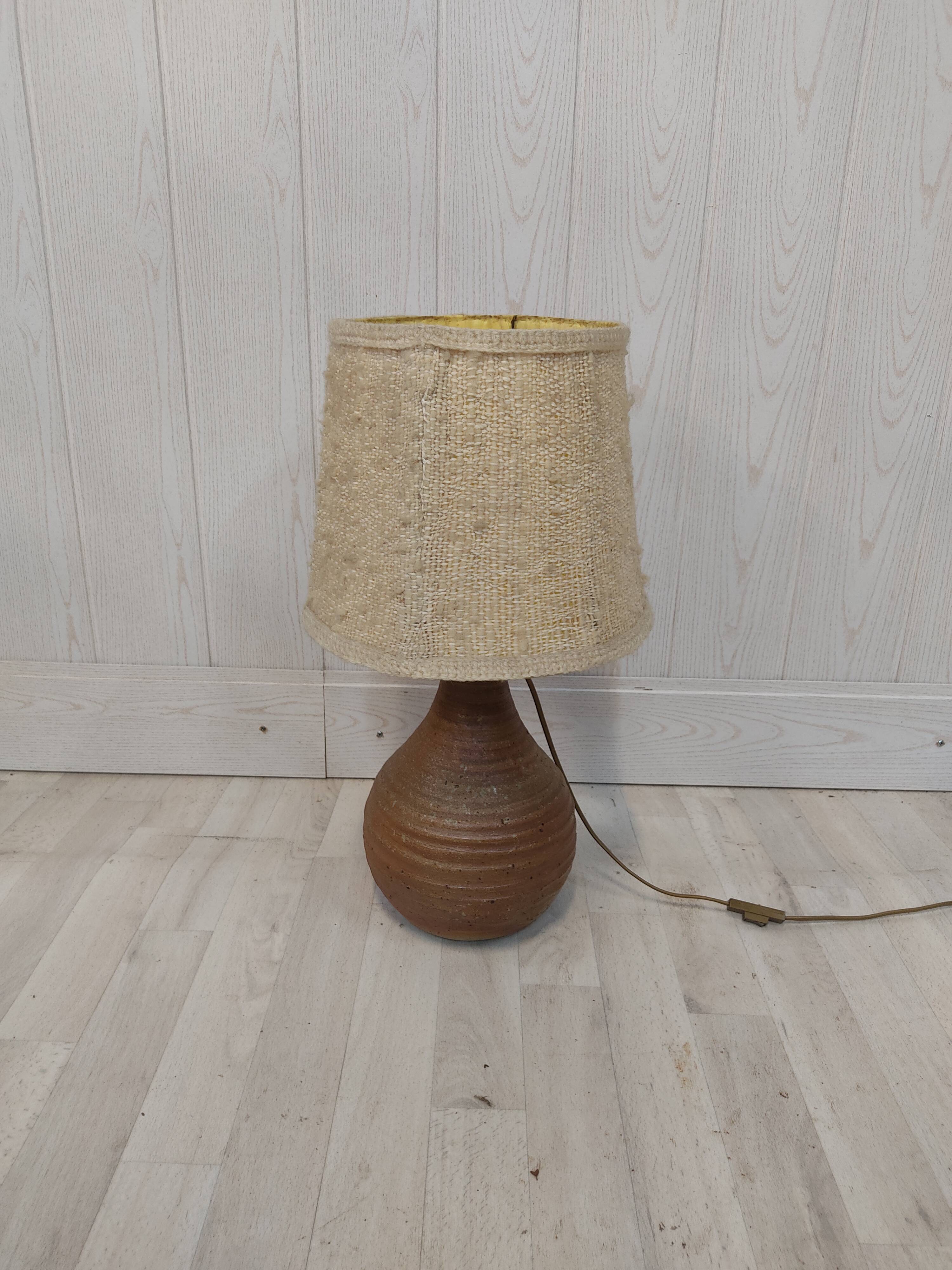 Sandstone lamp and wool lampshade