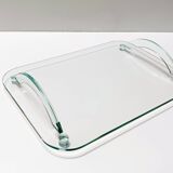 Transparent Glass Tray  Italy 1980s