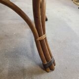 70's smoked glass and rattan table