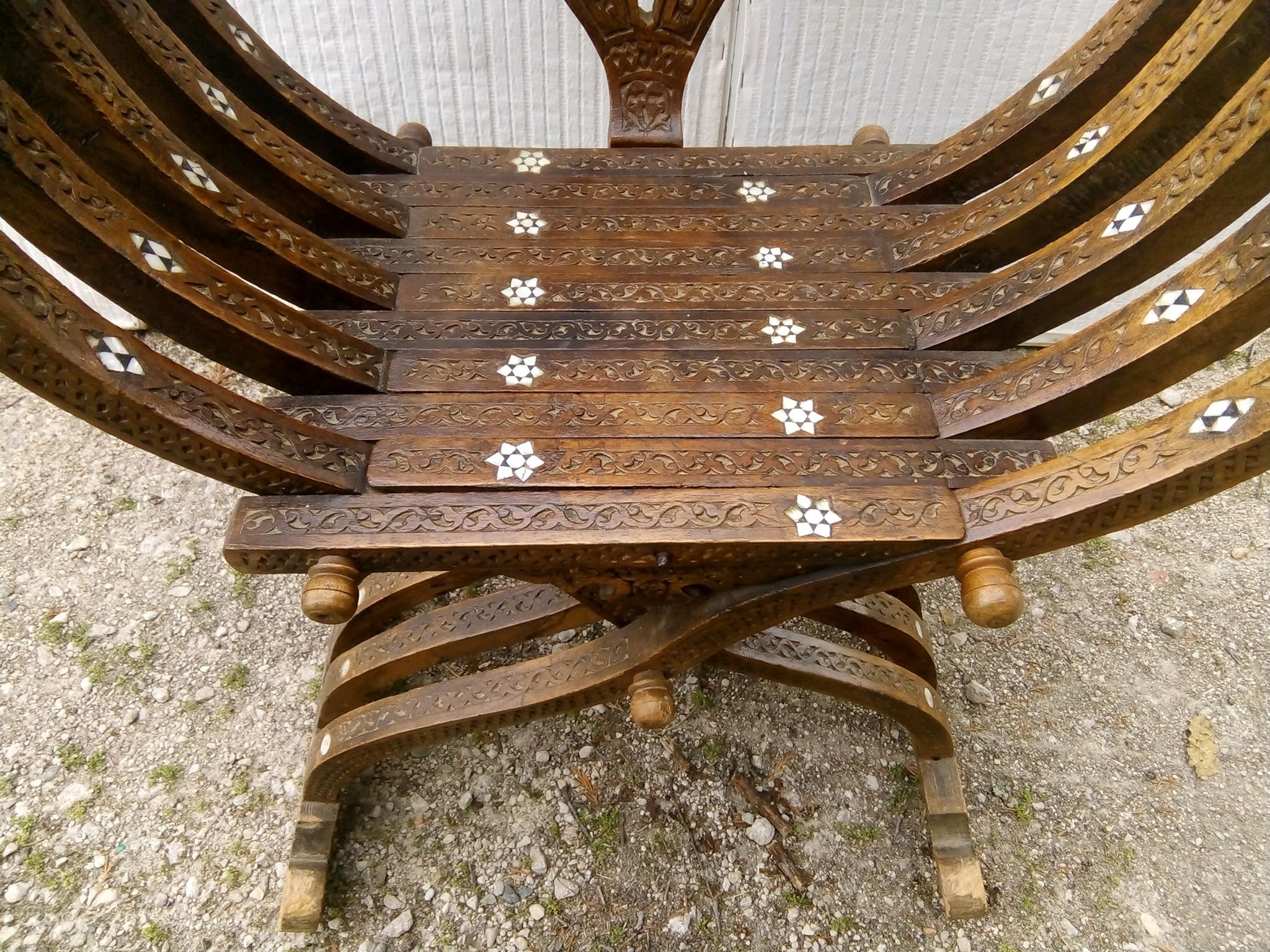 Old Syrian ethic armchair wood and mother-of-pearl