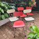 5 Red and Pale Green Formica Chairs – Vintage Retro