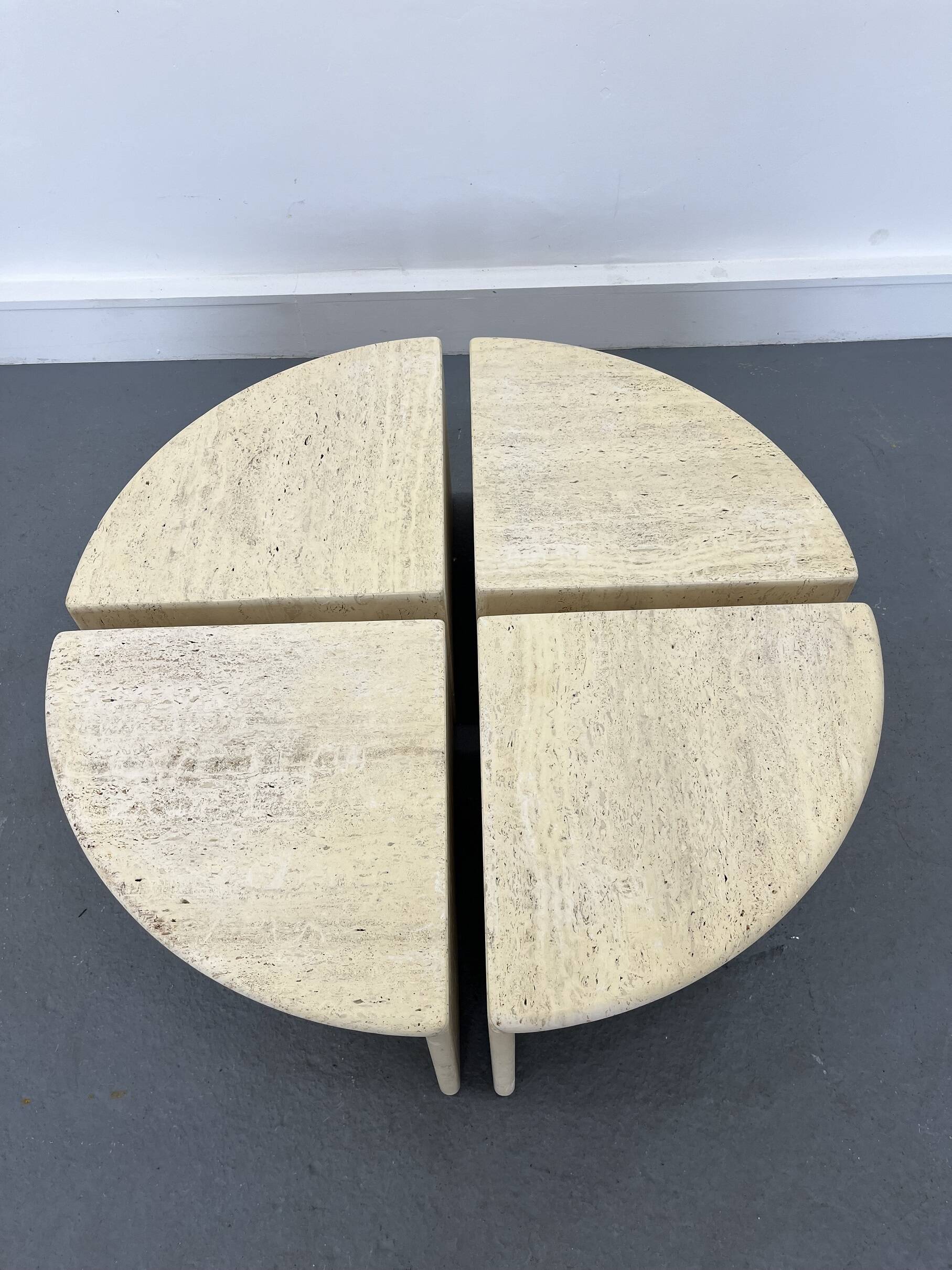 Italian Travertine Coffee or Side Tables, 1970s, Set of 4