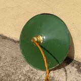 Suspension in green and white enamelled sheet metal gold threads and socket Indus Ferme