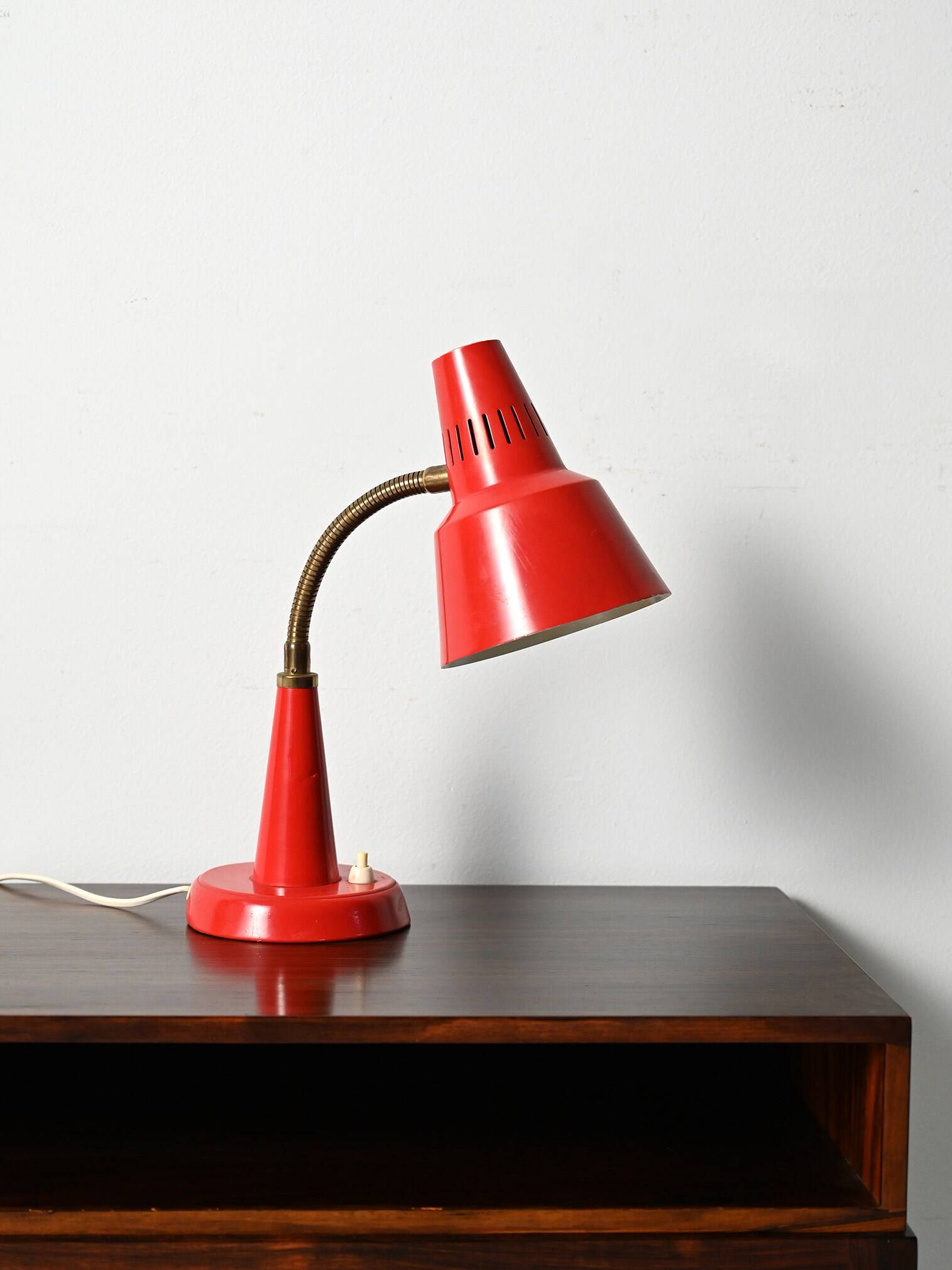 Gemi red Scandinavian table lamp, 1960s