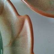Pair of biomorphic bowls Salins France moss green, 1950s