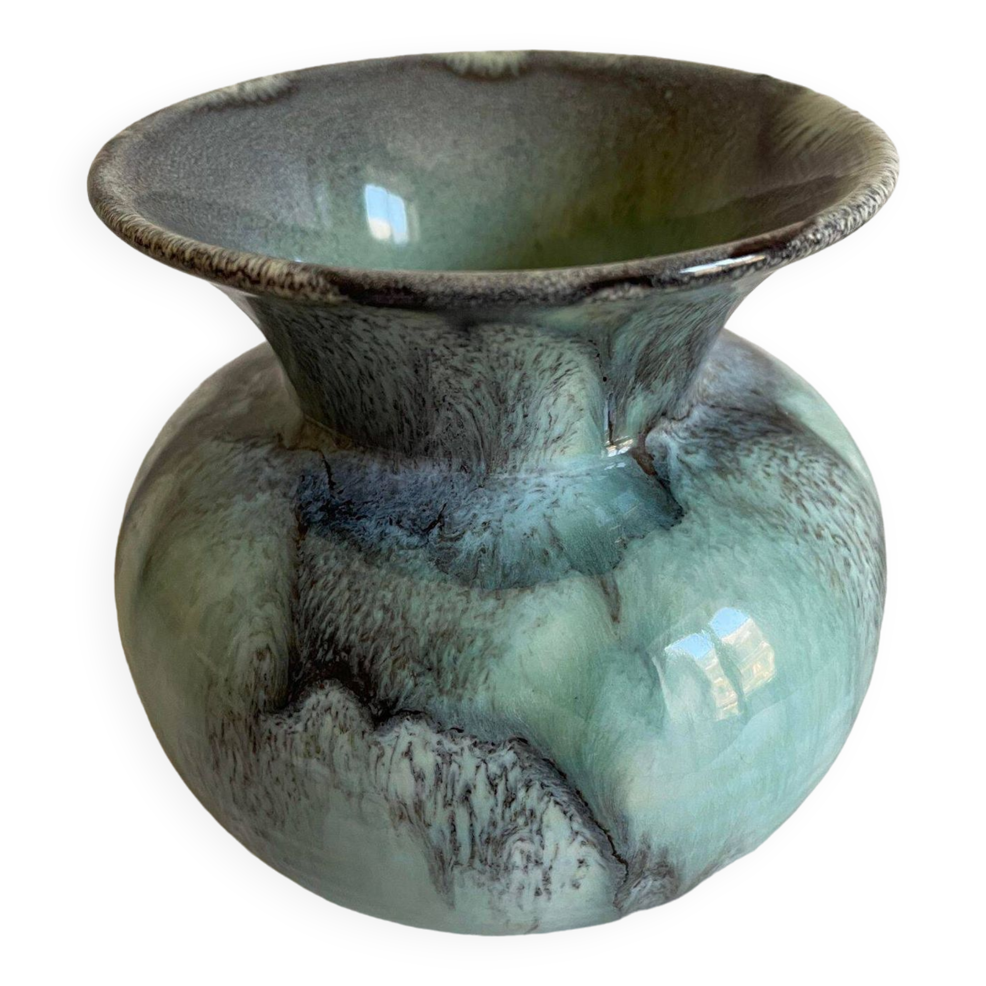Blue lava style vase Vallauris