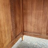 Vintage wooden desk with five drawers from the 1950s-1970s.