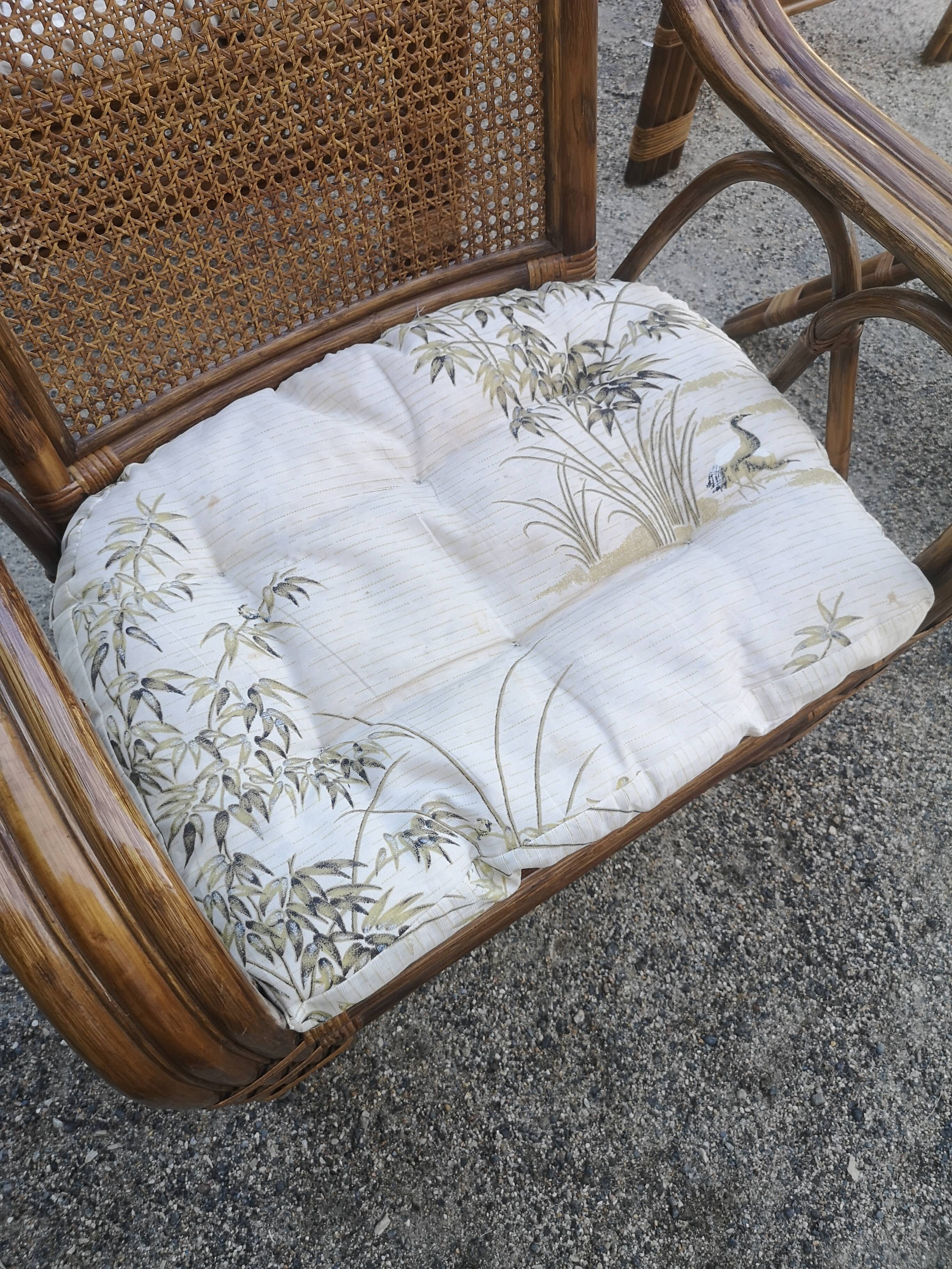 4 vintage rattan armchairs