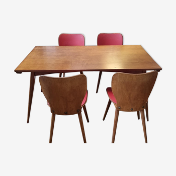 Ensemble table et chaises années 60 berlinoise